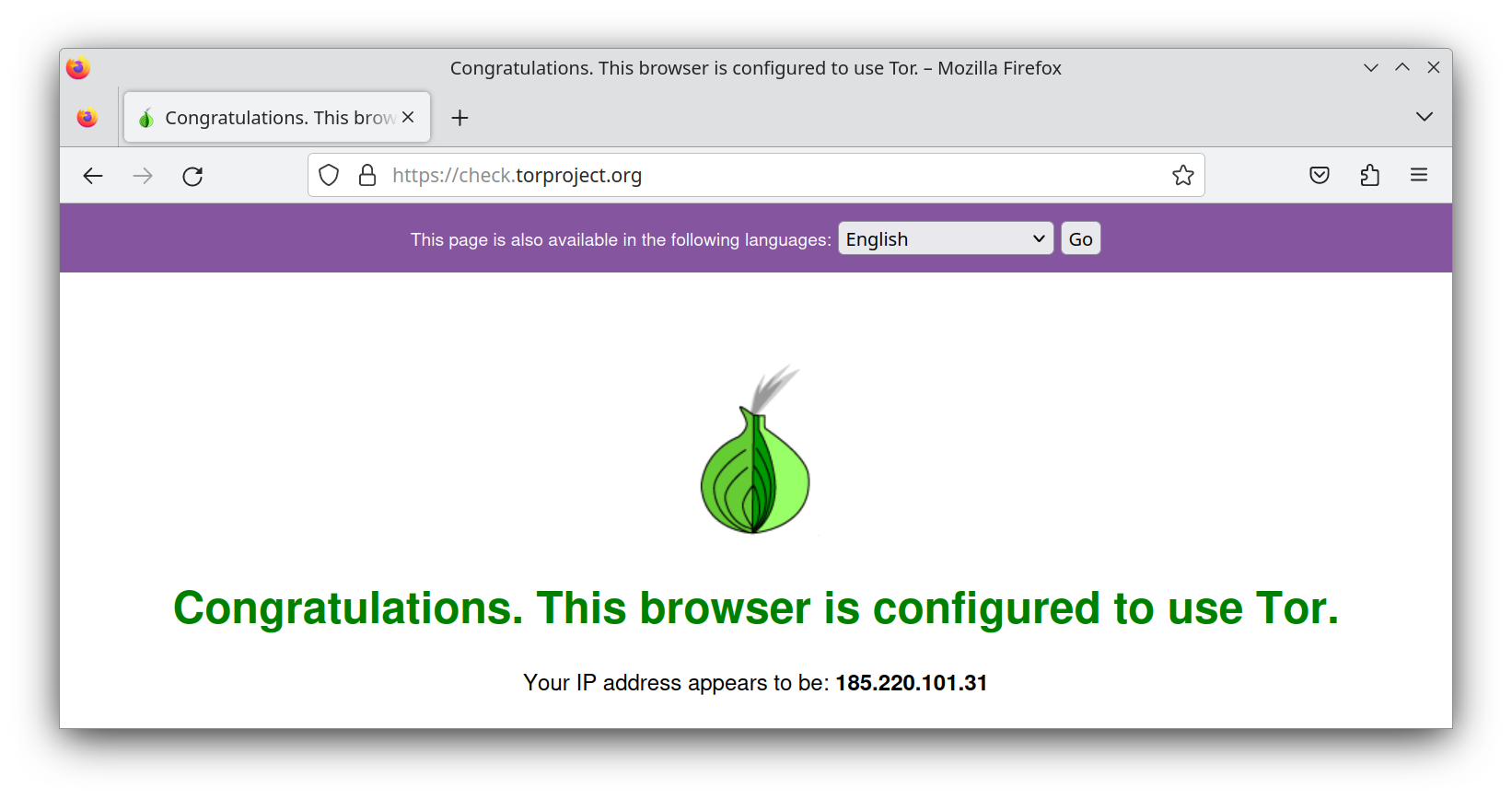 Tor testpagina
